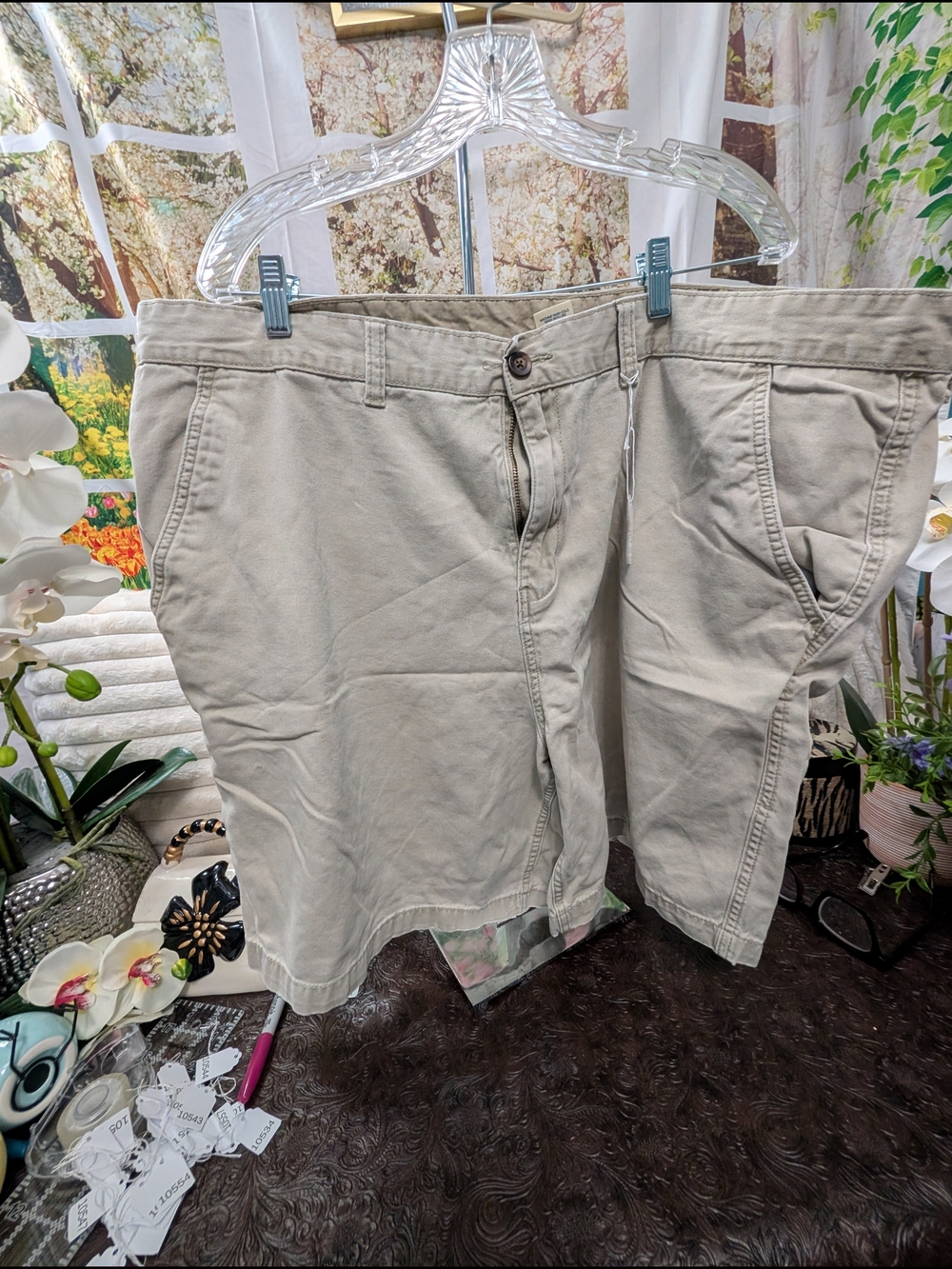 Faded Glory Men's Khaki Flat-Front Cotton Shorts